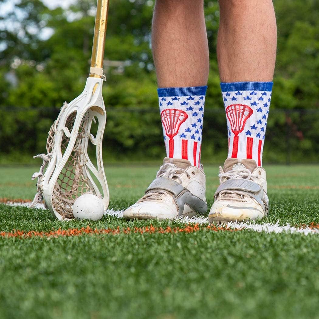 ChalkTalkSPORTS Lacrosse Performance Crew Sock - Youth & Adult - USA - Patriotic - Red White & Blue - Lacrosse Mid-Calf Socks - Image 5