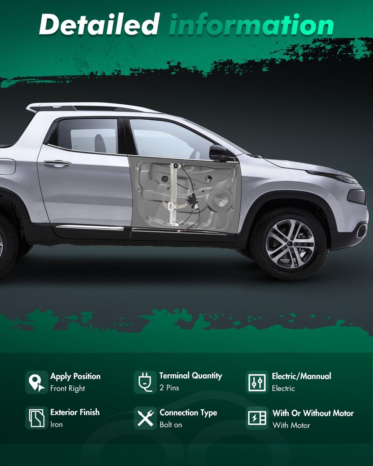 SCITOO Front Right Passenger Side Power Window Regulator With Motor Fit for 1994-1997 for Lincoln Town Car,741-663