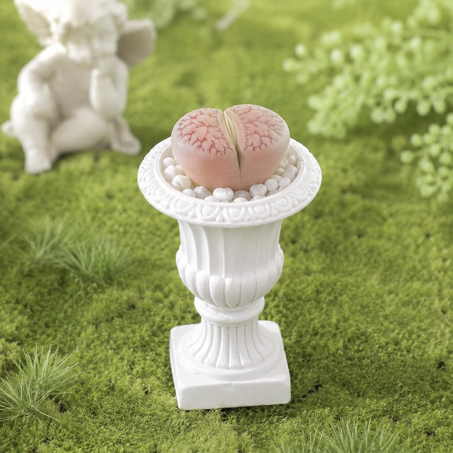 2pcs Miniature Dollhouse Accessories, Resin Flower Bed Plants Artificial Tiny Potted Greenery Ornament Scale Model House Decor DIY Gift Decorminiature Decoration for Desktop Ornament Craft