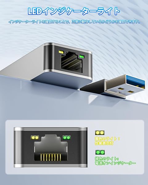 USB-A 有線LANアダプター 2.5G超高速 USB3.2 to RJ45 2500Mbps ギガビットイーサネット LAN USB 変換アダプタ Windows/Mac OS/Linus/Switch等対応 軽量・小型設計 - 5