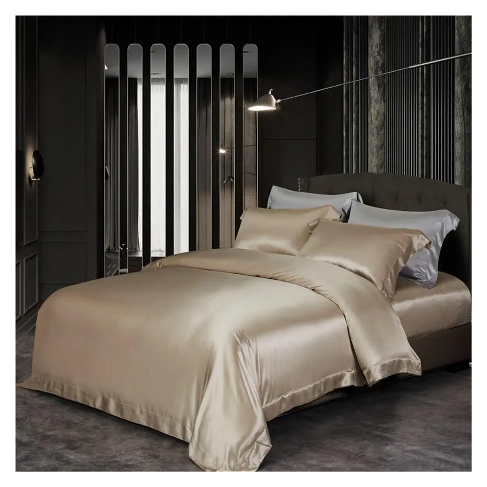 Sbcgfy E Blu Top Grad Mulberry Silk Duvet Cover,Both Sides Natur Silk 1Pc Duvet Cover 2Pc Pillowcas,Cotton Duvet,-Flat Bed Sheet_king 4Pcs