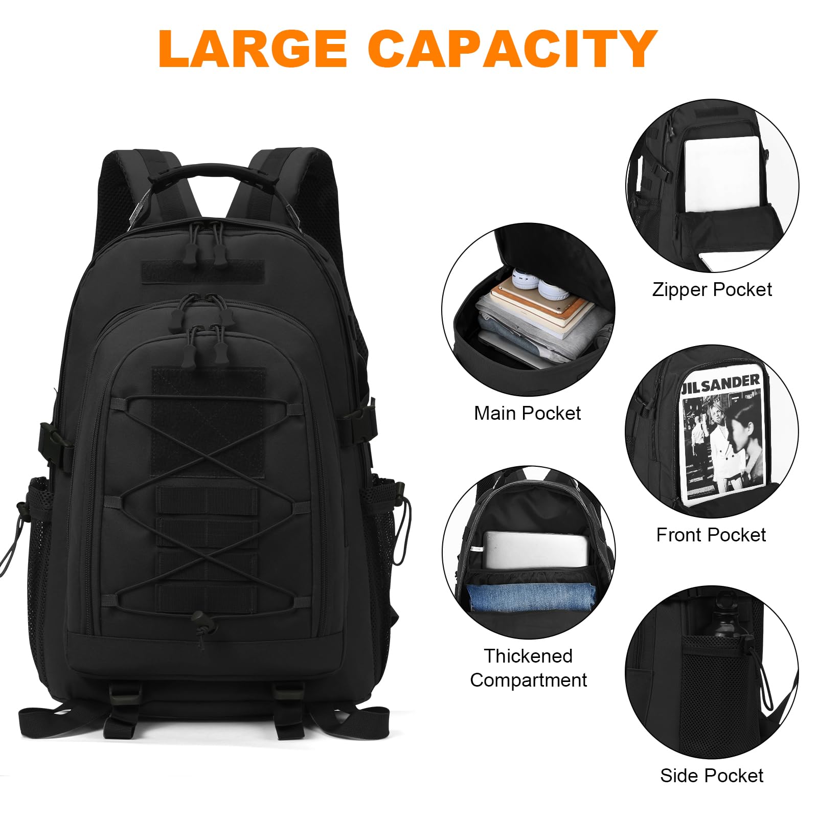 VINBAGGE 35L/40L Sac à Dos Randonnée Sac à Dos Militaire Tactique Molle Sac à Dos Multifonction pour Outdoor Voyage Trekking Camping Chasse