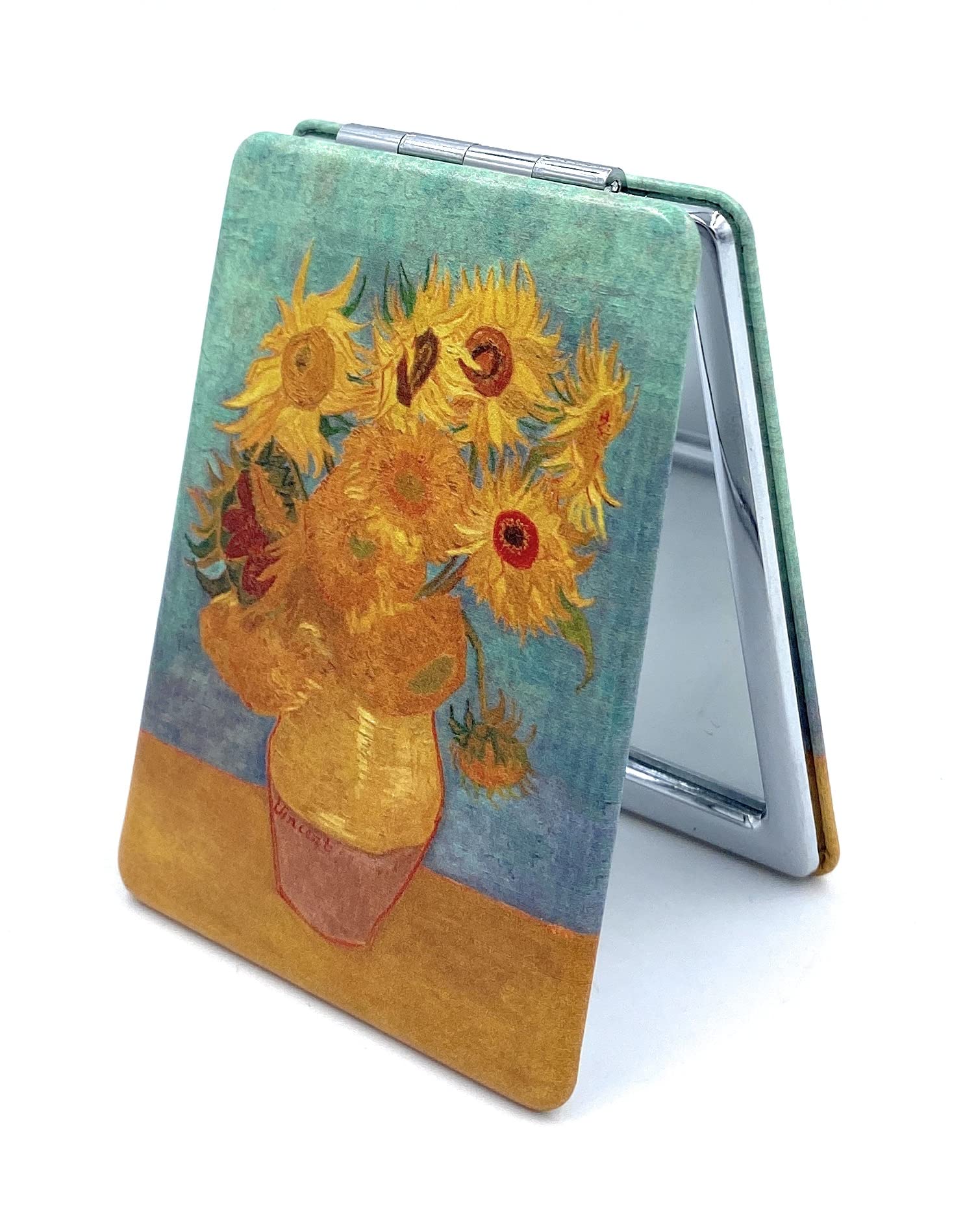 Aeisage Square Compact Mirror Rectangular Purse Mirror Small Cosmetic Mirror For Purses Handheld Mirror Van Gogh Sunflowers Gifts Diameter 2.75''X0.4