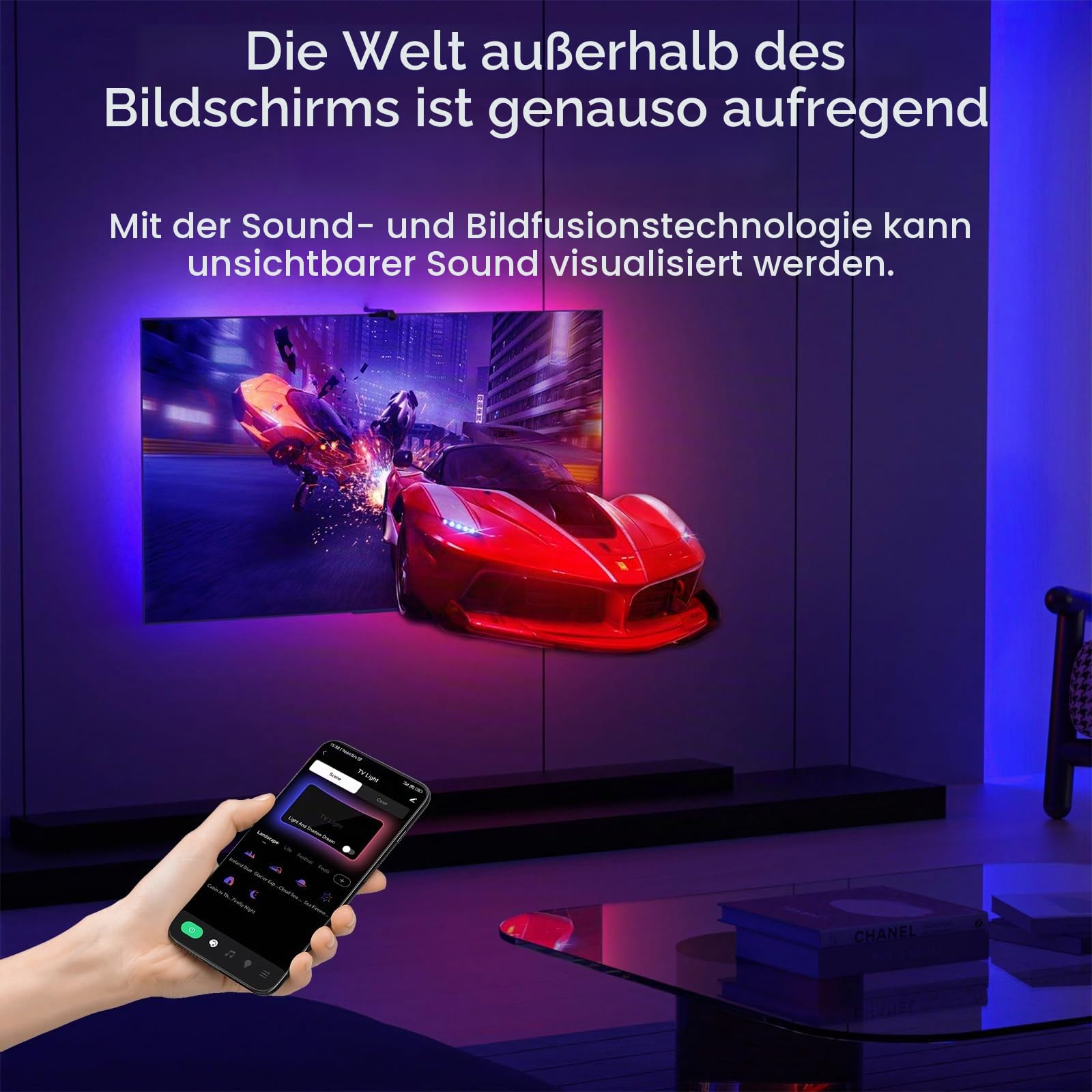 TV 6M LED Hintergrundbeleuchtung, Hintergrundbeleuchtung Color Picking Device für 65-70 Zoll TV und PC, Bluetooth App-Steuerung