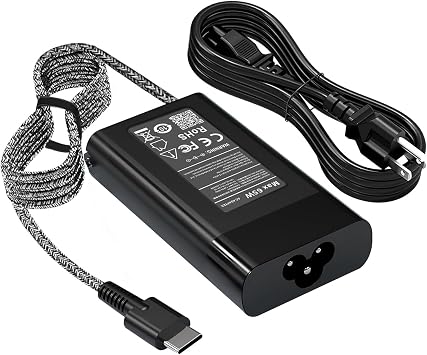 65W USB C Charger for HP Spectre/Envy/EliteBook x360 Elite Pro x2 Pavilion OmniBook Ultra Zbook ProBook for HP Slim Travel Laptop Charger Braided Cable