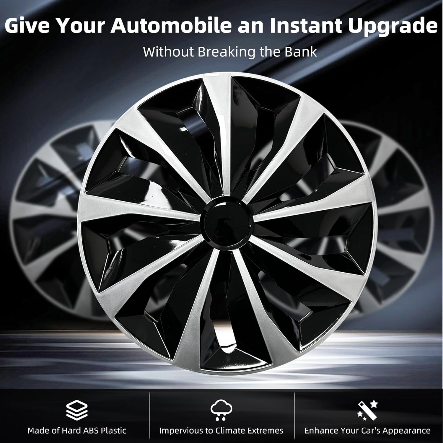 Hubcaps 15 Inch Fit for R15 Iron Wheels Universal ABS Plastic Wheel Covers Set of 4 Snap-On Rim Caps for Most Cars Trucks SUV Sedans 4Pcs 15 Inch Wheel Covers Rims Hubcaps Direct Replacement