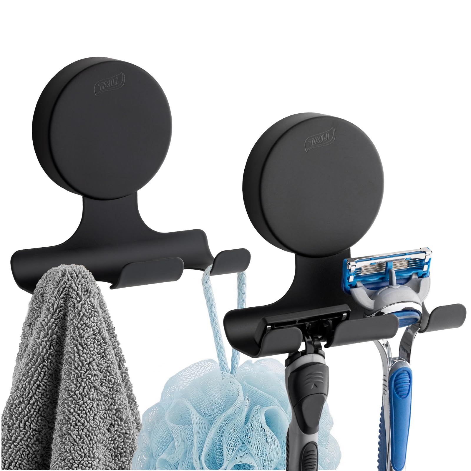 TAILI 2 Pack Heavy-Duty Suction Cup Razor Holder for Shower, Black