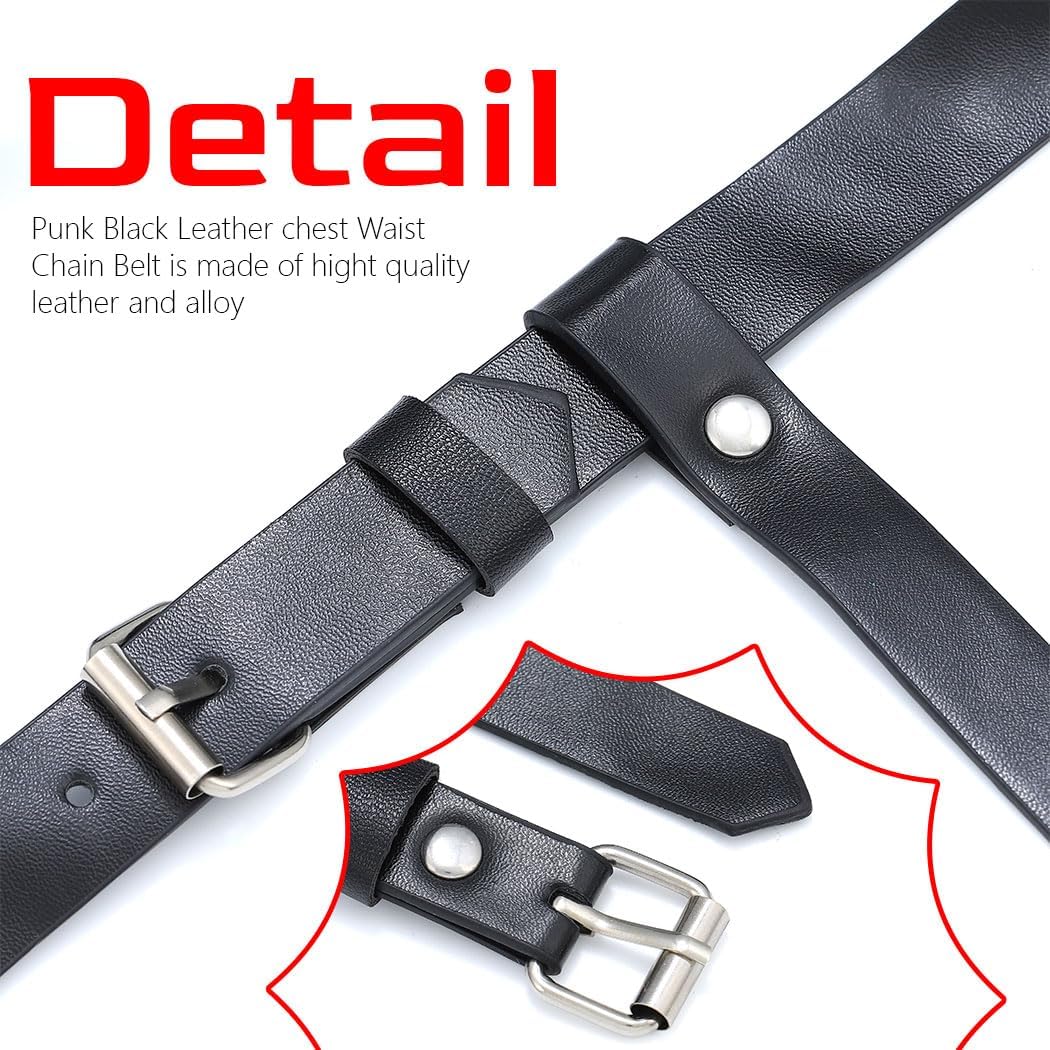 REETAN Chest Body Harness Belt Punk Leather Rave Accessories for Women - Image 6