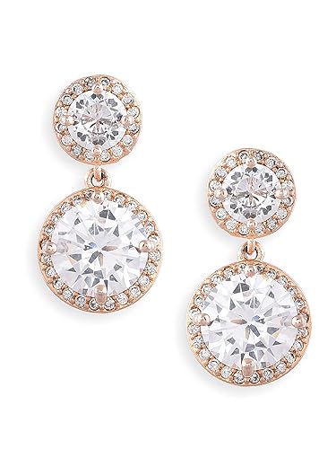 Zaveri Pearls Rose Gold Cubic Zirconia Contemporary Drop Earring For Women-ZPFK10698