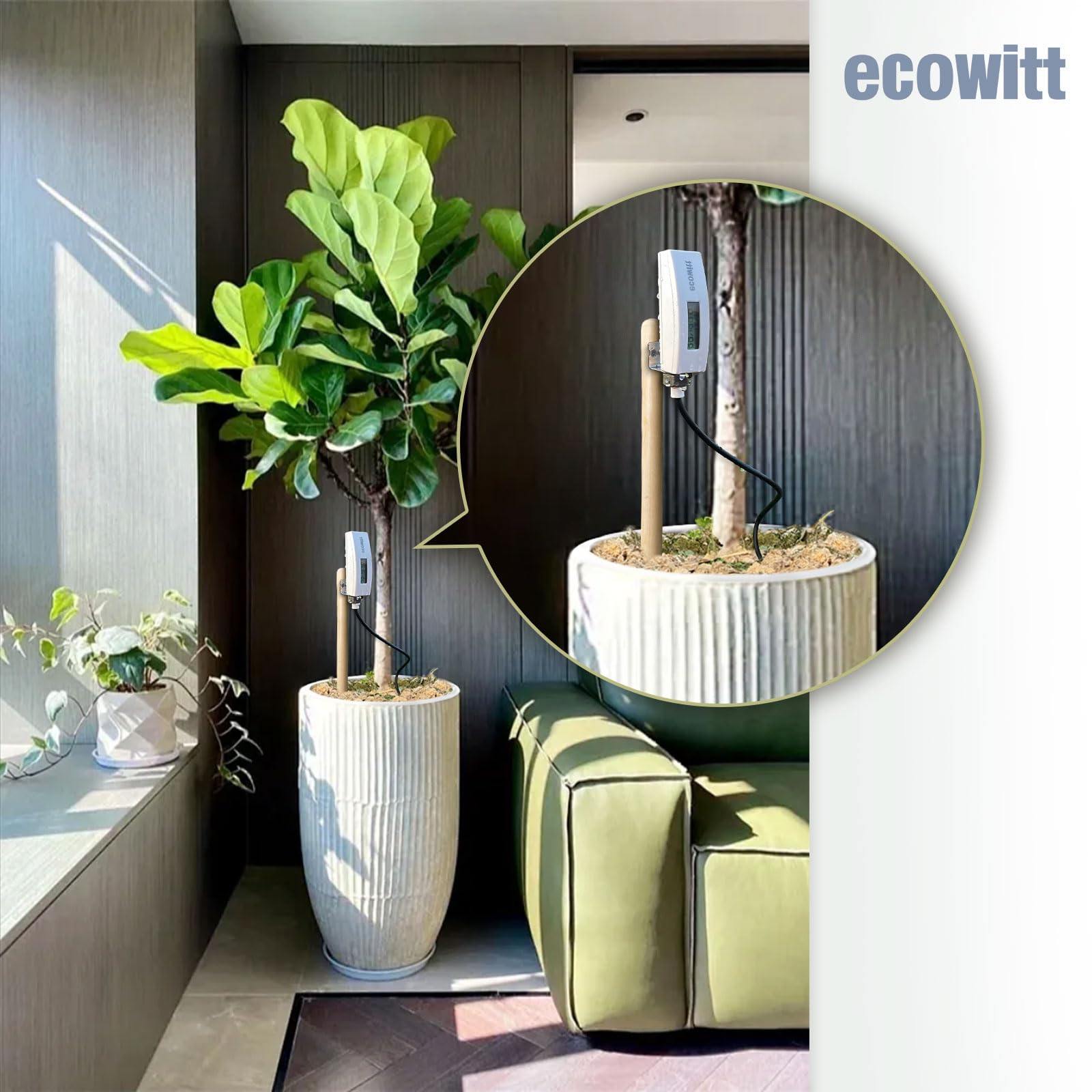 ECOWITT Capteur d'humidité du sol WH51L avec câble de 1 m, moniteur d'humidité des plantes à 8 canaux avec écran LCD, hygromètre de sol extérieur, capteur d'hygromètre de sol intérieur pour maison