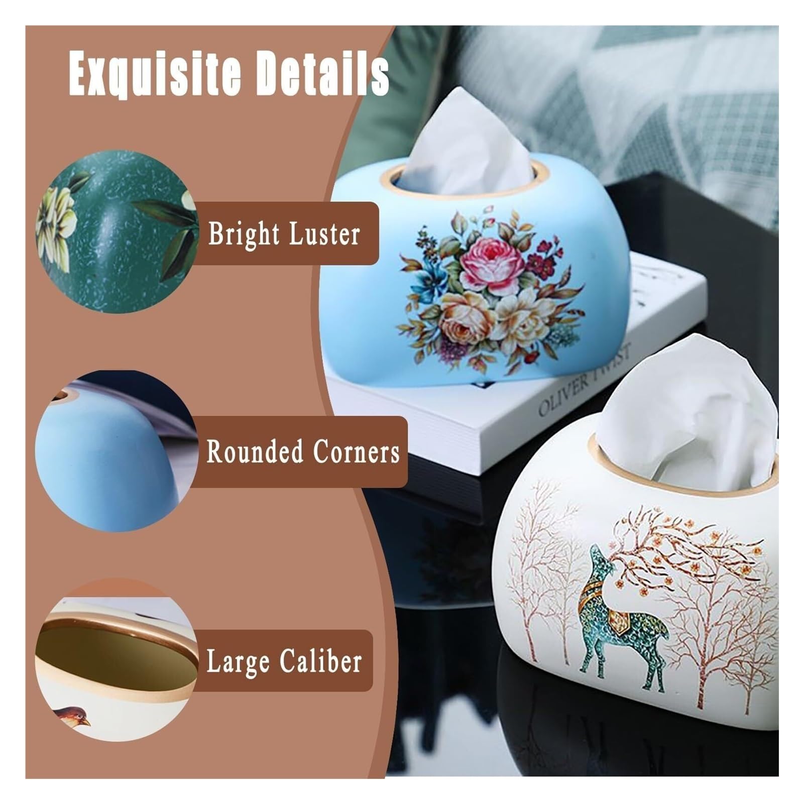 Kosmetiktuch-Spenderbox Tissue Box Cover Holder Rectangular Dispenser Paper Case Home Decor Must-Haves für die Wohnung(G)