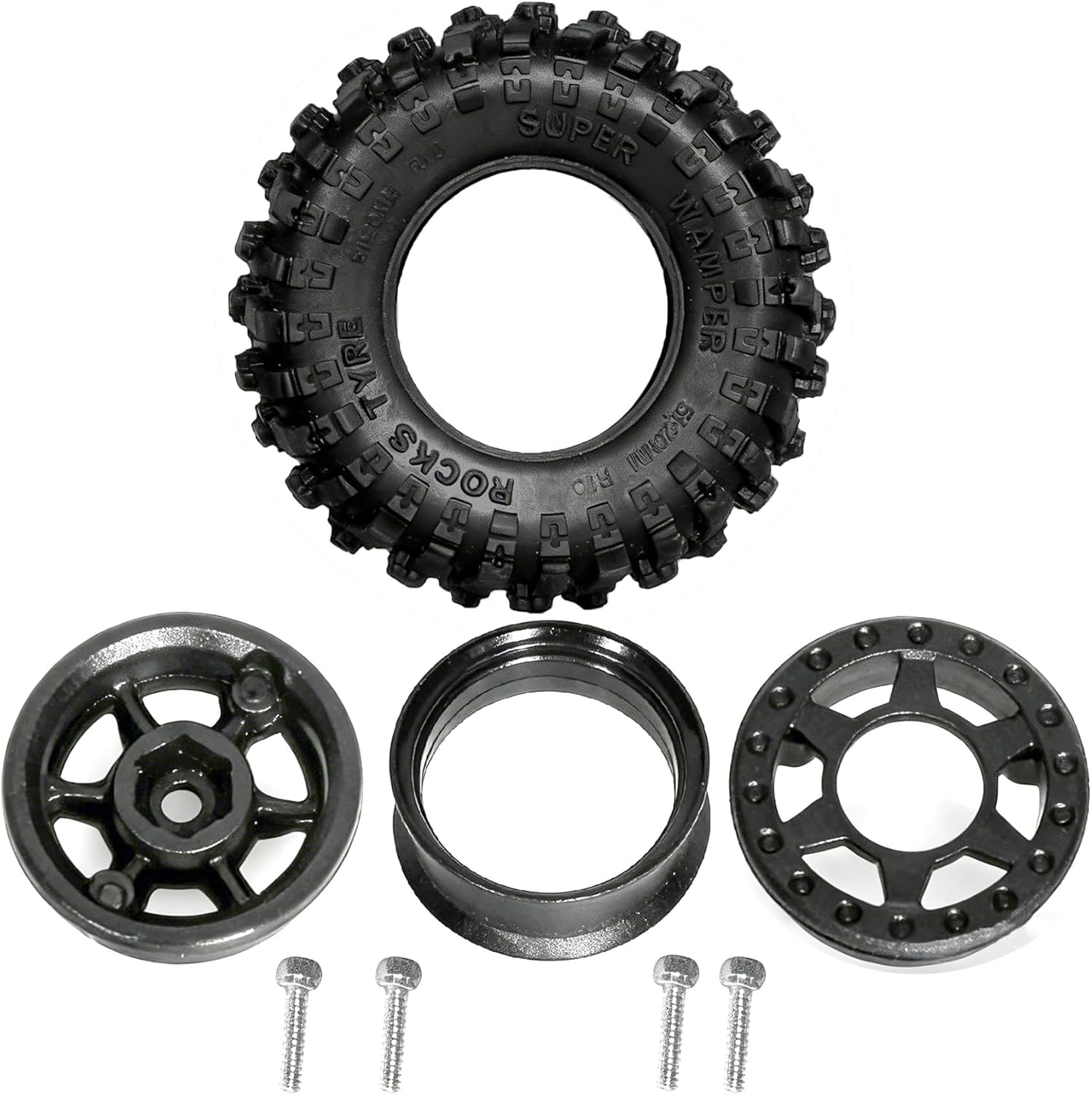 1.0 Beadlock Wheels and Tires（4pcs） 1.0 Crawler Tires OD 51 * 20mm Plastics 1.0 Wheel 1/18 1/24 RC Crawler Tires for SCX24 TRX4M FMS FCX24 FCX18 AX24 (at)