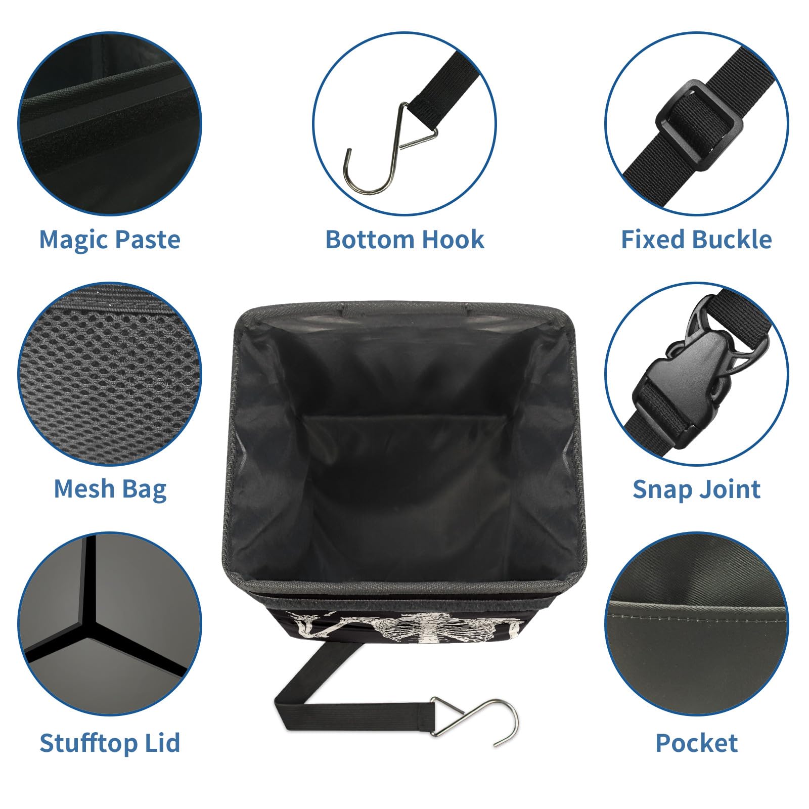 Amazon.com: ZiKiLXU Goth Skull Car Trash Can with Lid, Collapsible