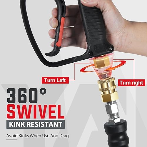 Miniatura 3 de YAMATIC Pistola de lavado a presión con cañón de espuma para lavado de autos, pistola corta de 5000 PSI con conexión rápida giratoria de 3/8