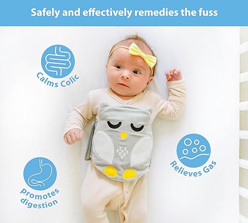 Miniatura 2 de Alivio de cólicos, gases y malestar estomacal para bebés, abrazador de vientre, un calor calmante combinado con compresión suave (gris-blanco)
