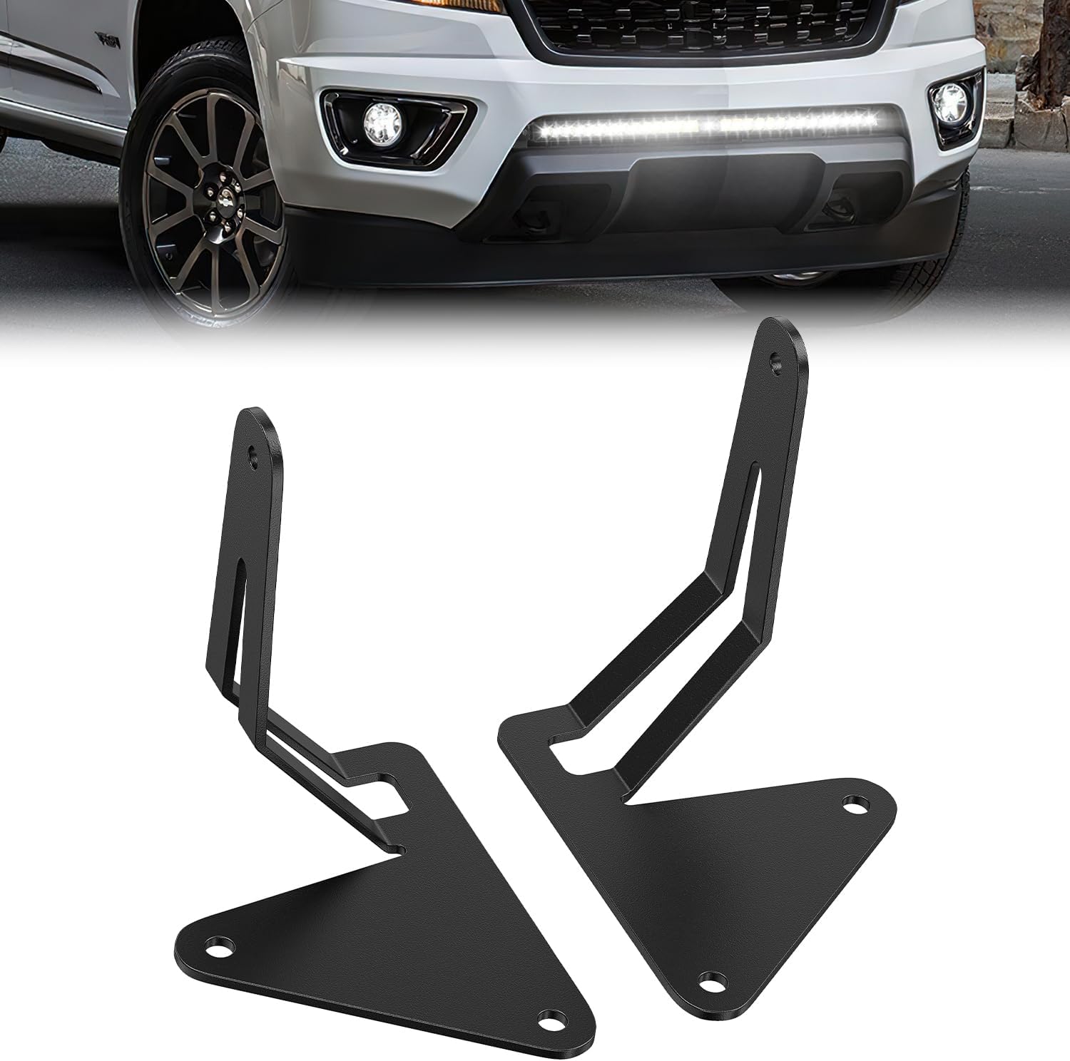 Front Lower Hidden Bumper Mounting Brackets for 32inch Single Row LED Light Bar Compatible with 2015-2022 Chevy Colorado 4WD/2WD 2015-2022 GMC Canyon 4WD/2WD