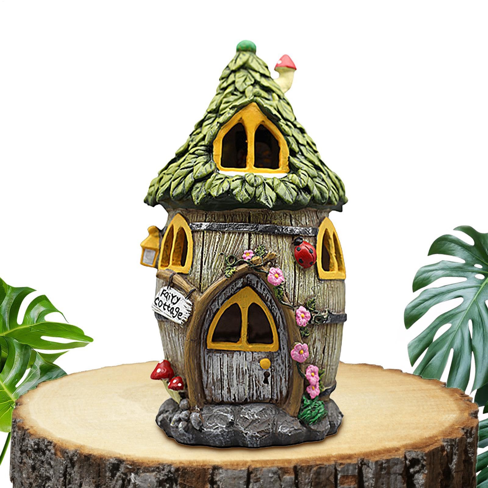 Casa de Solar, estatuas al Aire Libre para Patio, césped, jardín | decoración Exterior, estatuas de jardín con luz Solar, Decoraciones de cabaña, de césped para Patio