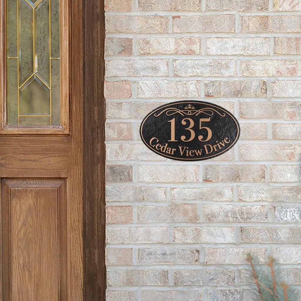 Handcrafted Address Plaque - House Sign Number Wall Plaque Personalized House Sign for House, Apartment, Office, 911 Visibility Signage, Any Font (Rose Gold, STYLE 2)