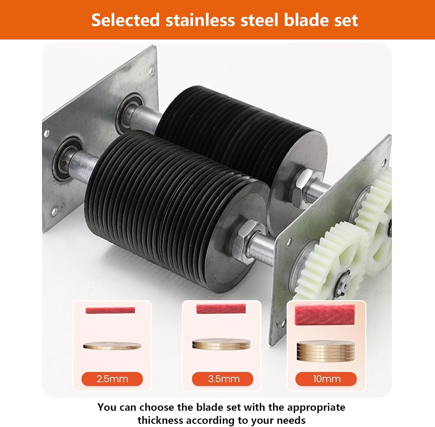 AIZYR Stainless Steel Meat Cutter Machine Meat Slicer, Shredded Cutting Machine Meat Deli Slicer for Slices Strips,10mm Blade Distance