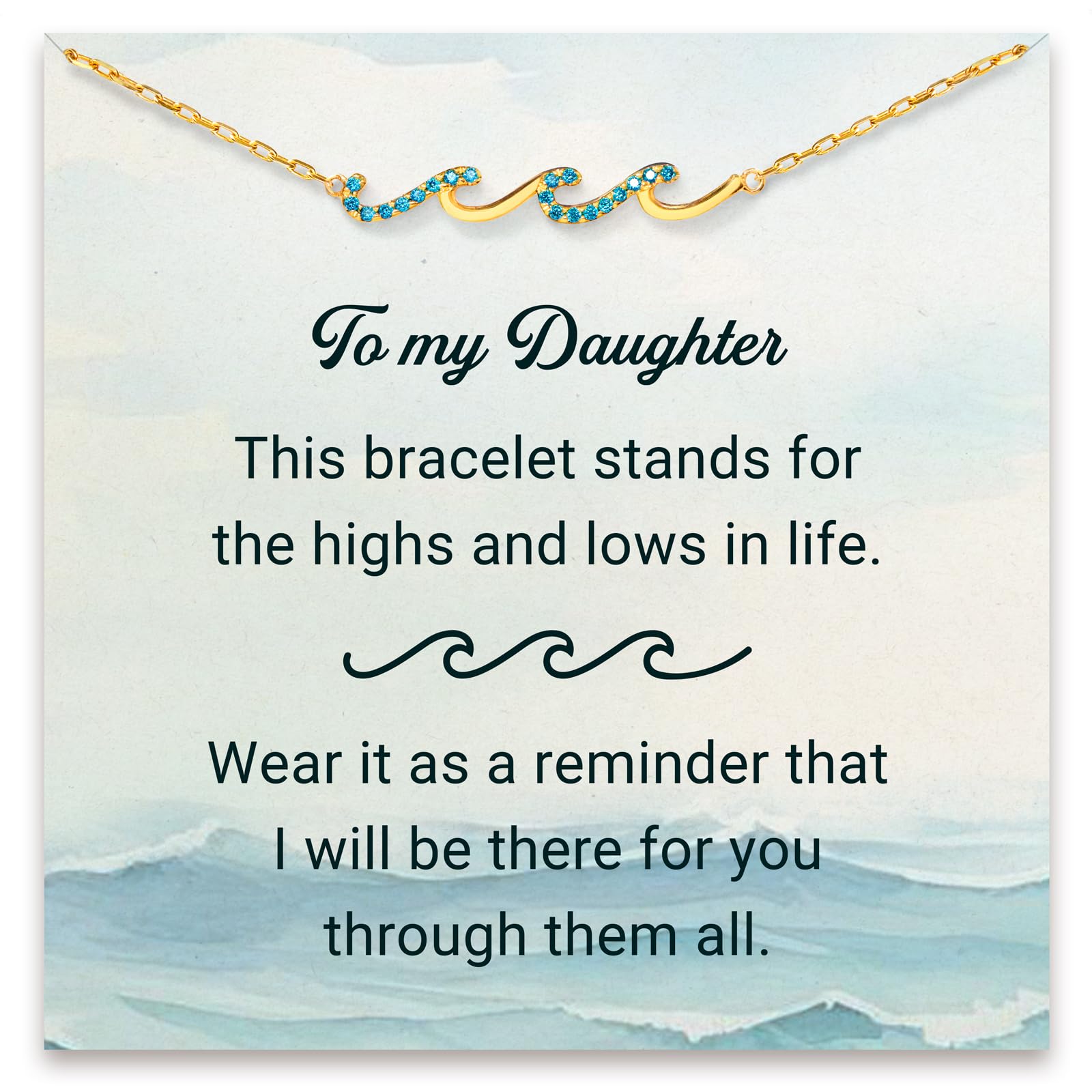 STORYJEWELLERY Daughter Bracelet, Daughter Gifts, Birthday Gifts for Daughters, Wave Bracelet for Adult Daughters