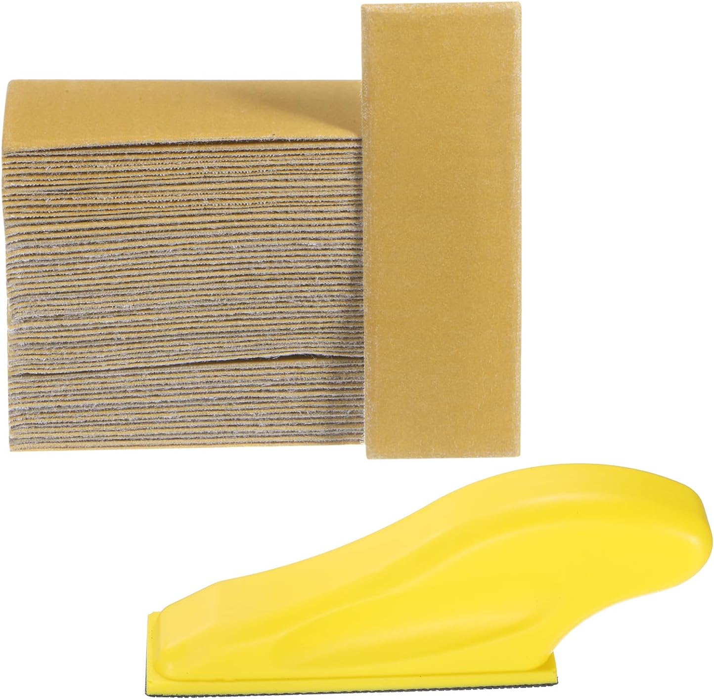 sourcing map 70 Pcs Detail Sander Paper 400 Grit 3.5" x 1.2" Micro Hand Sanding Papers Sheets Wet Dry Sandpapers with Sanding Block Tool for Wood Furniture Crafts Woodworking