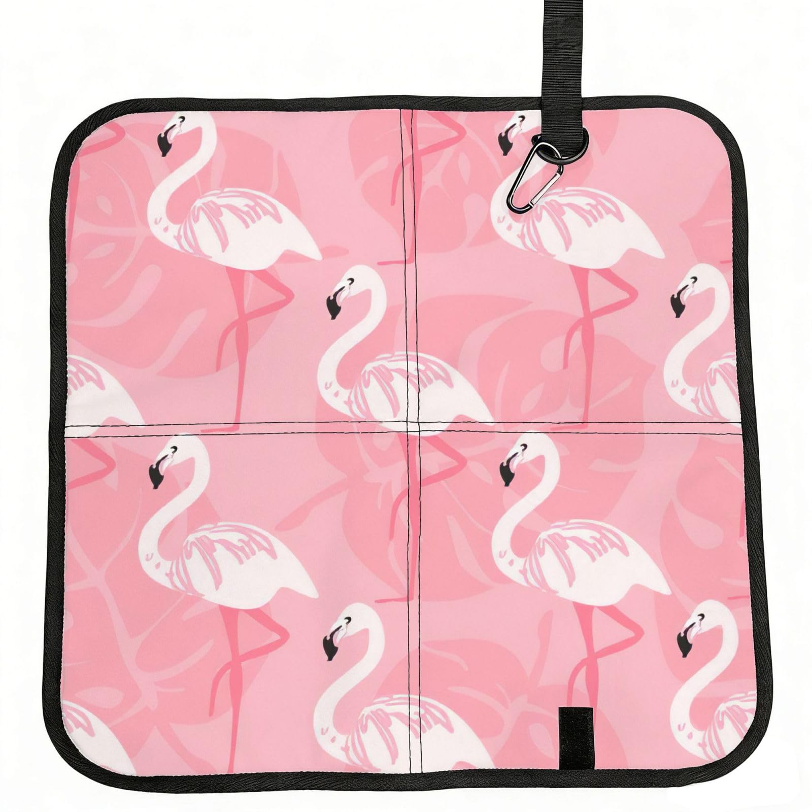 VCzsdff Summer Flamingo Palm Leaves Print Portable Seat Cushion Folding Bleacher Pad Compact Picnic Sitting Mat Polyester 40cm