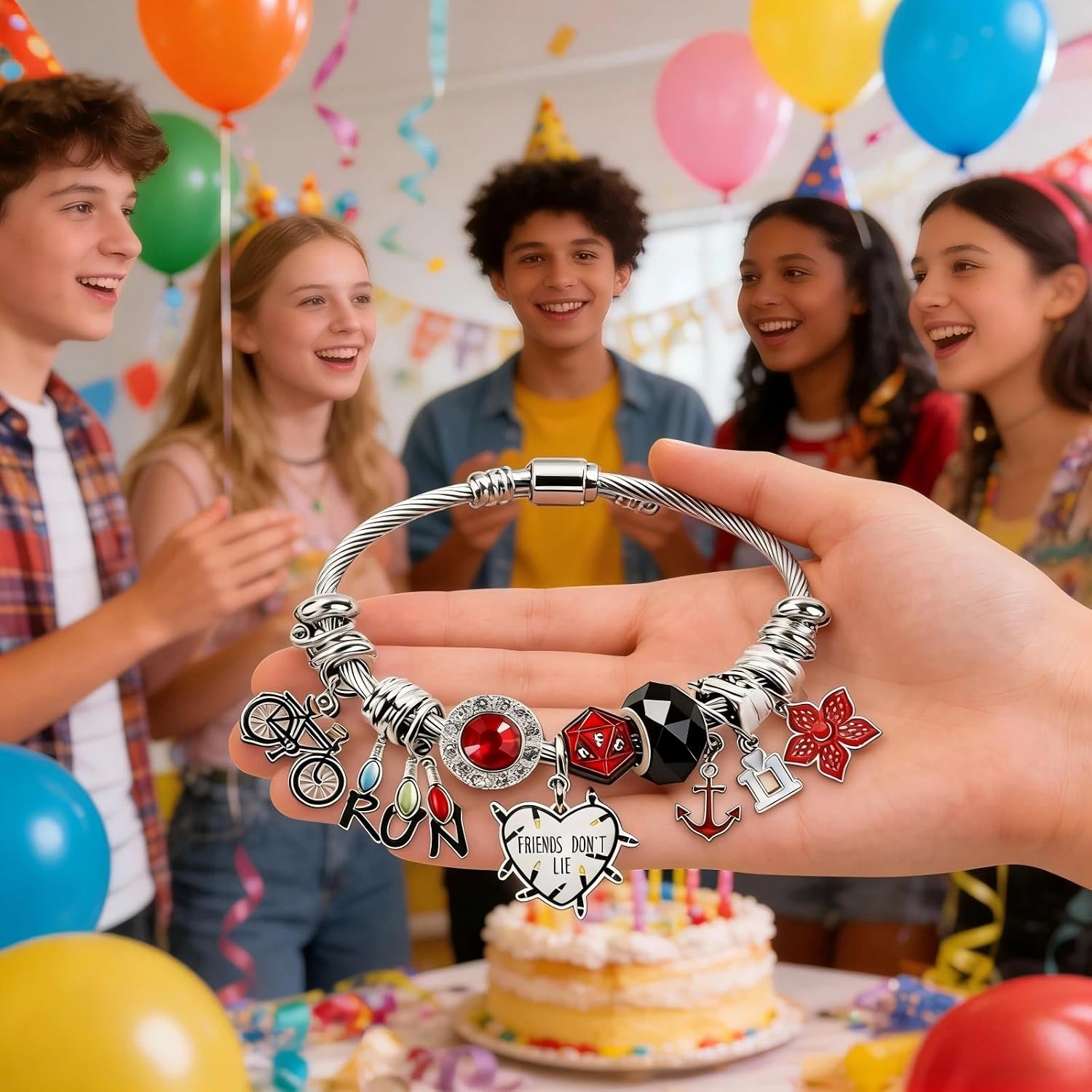 Charm Bracelet Inspired by Classic 80s Sci-Fi Series - Mysterious Elements & Symbols Design, Adjustable for Men and Women image 3