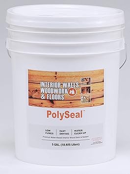 Water Based Polyurethane Acrylic Interior Wood Varnish - 5 Gallon - Amber Satin
