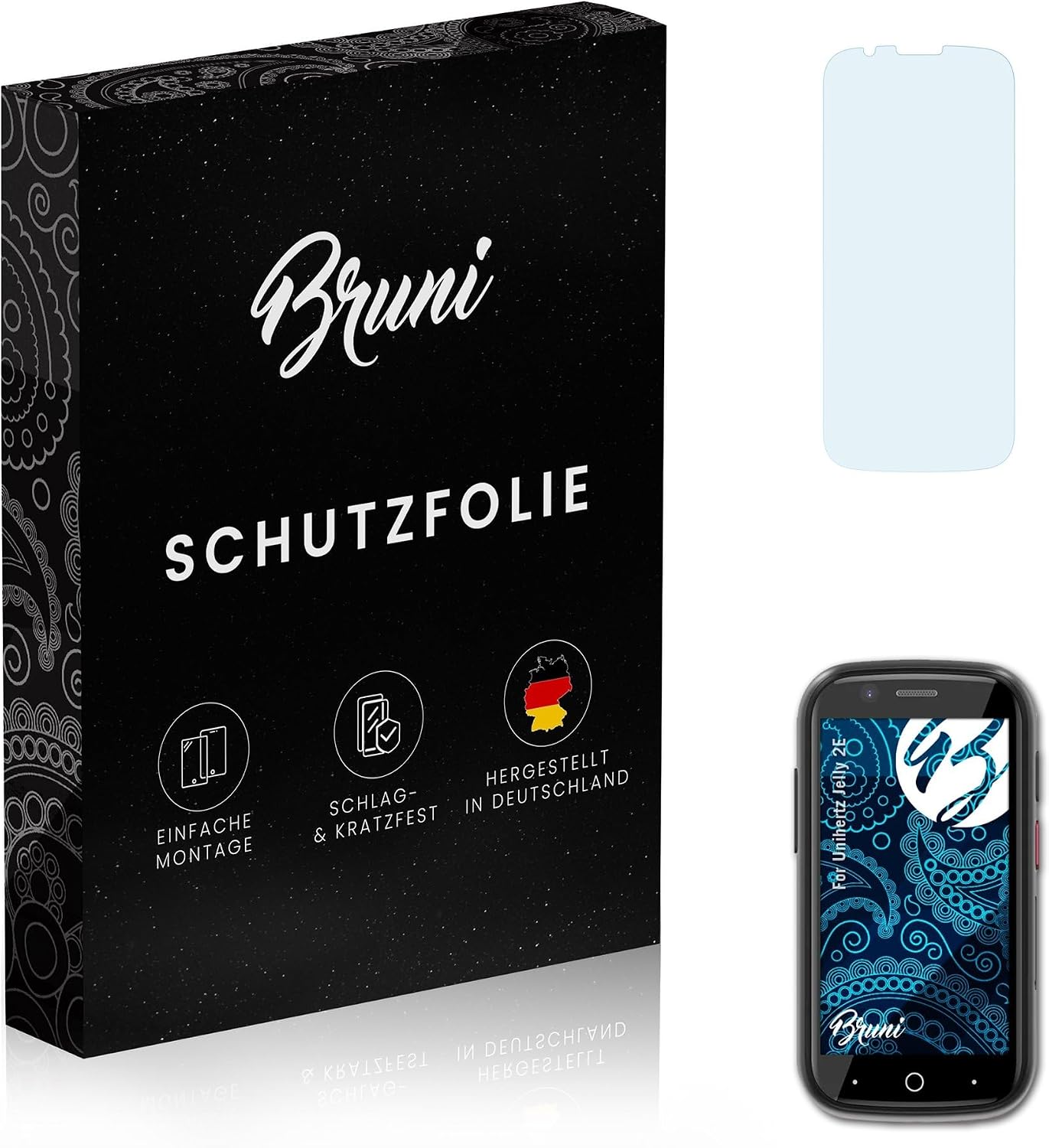 Bruni Screen Protector compatible with Unihertz Jelly 2E Protector Film, crystal clear Protective Film (2X)
