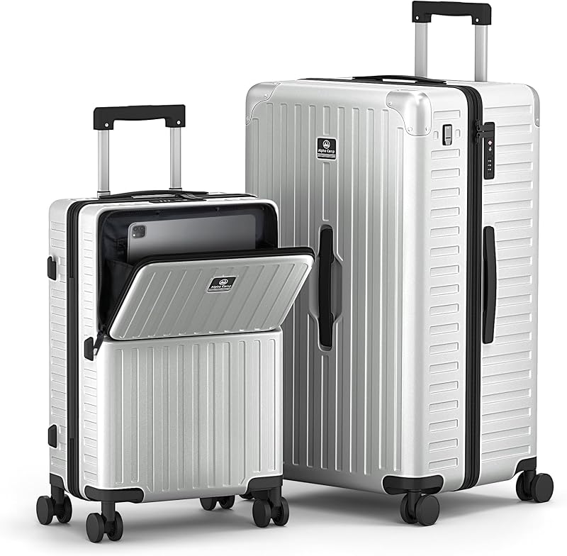 ALPHA CAMP 2-Piece Luggage Set, 20 Inch Carry-On & 28 Inch Trunk Suitcase | 3-Layer Polycarbonate Shell, TSA Lock,Durable Hardside Construction,360° Spinner Wheels