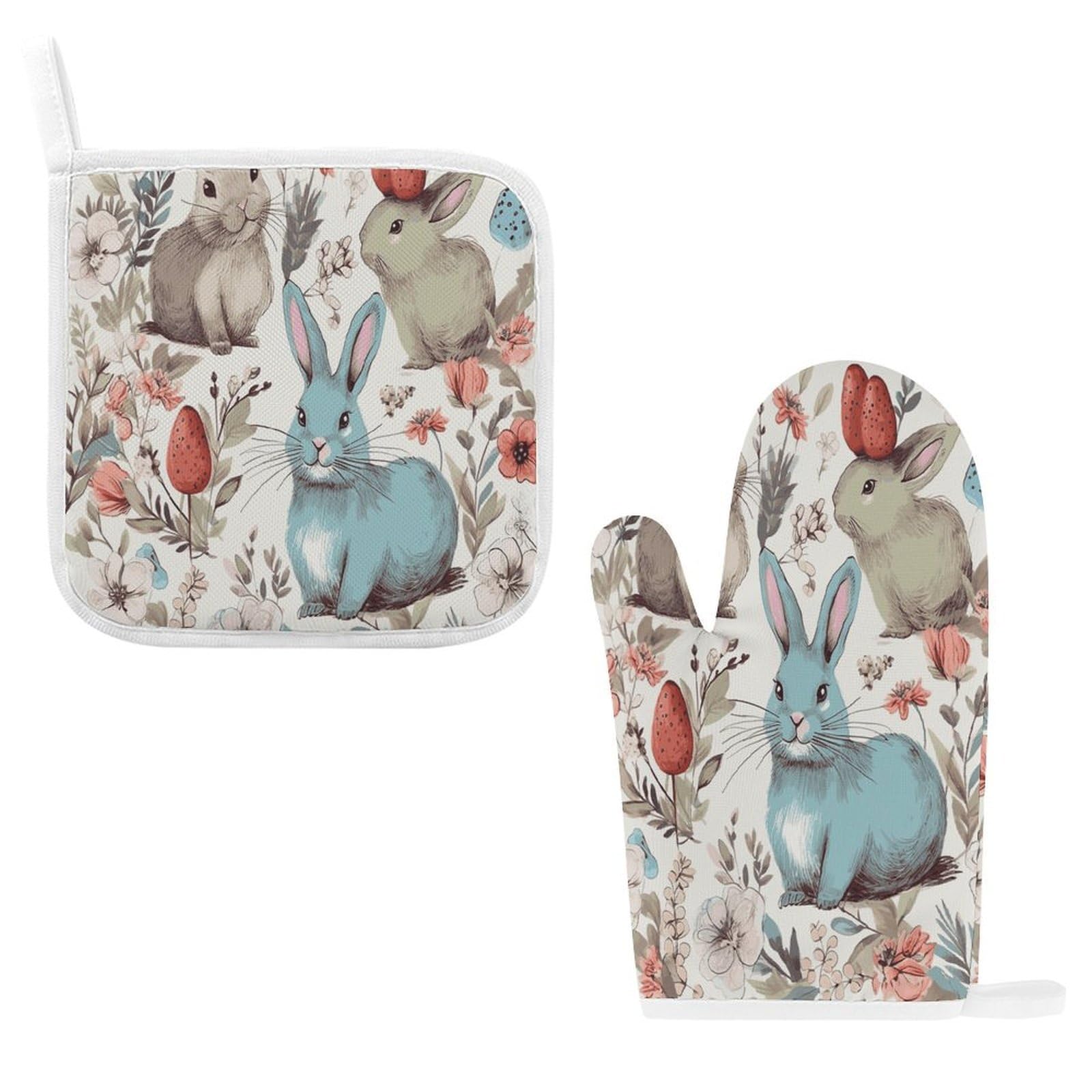 Fodpand Style Flowers Bunnies Birds Oven Mitts And Pot Holders Sets