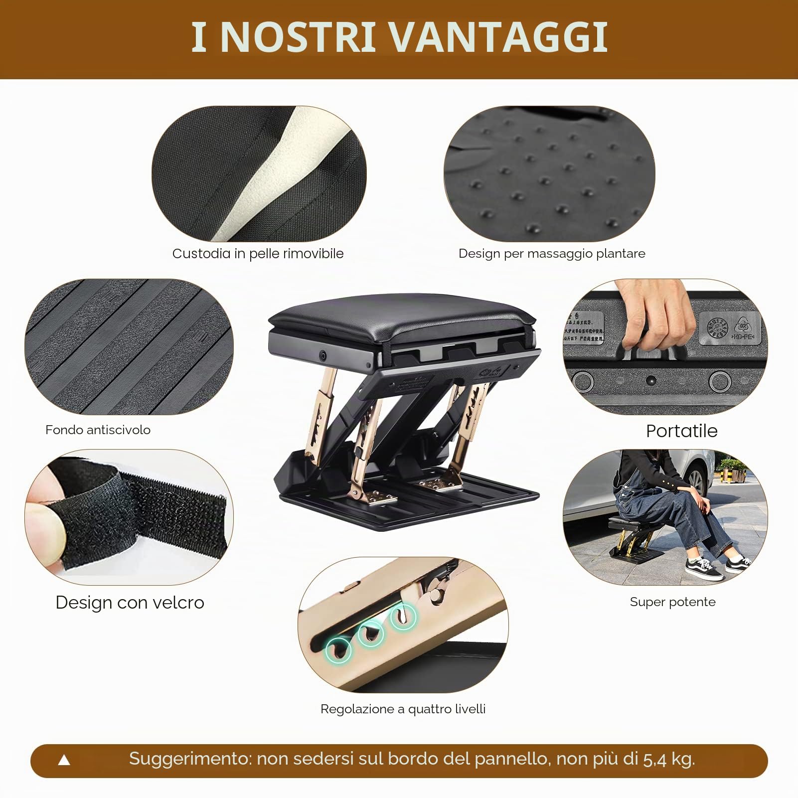 Poggiapiedi da Scrivania, Poggiapiedi Regolabile Ergonomico Da Scrivania con Funzione di Massaggio, 4 Regolabili in Altezza e Angolo, Antiscivolo per Ufficio e Casa