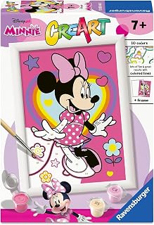 Ravensburger CreArt: Disney Minnie — Malen mit Zahlen für Kinder ab 7 Jahren, Malset mit Brettern, Rahmen, Pinsel und Farben im Lieferumfang enthalten, 14 x 19 cm, Geschenkideen