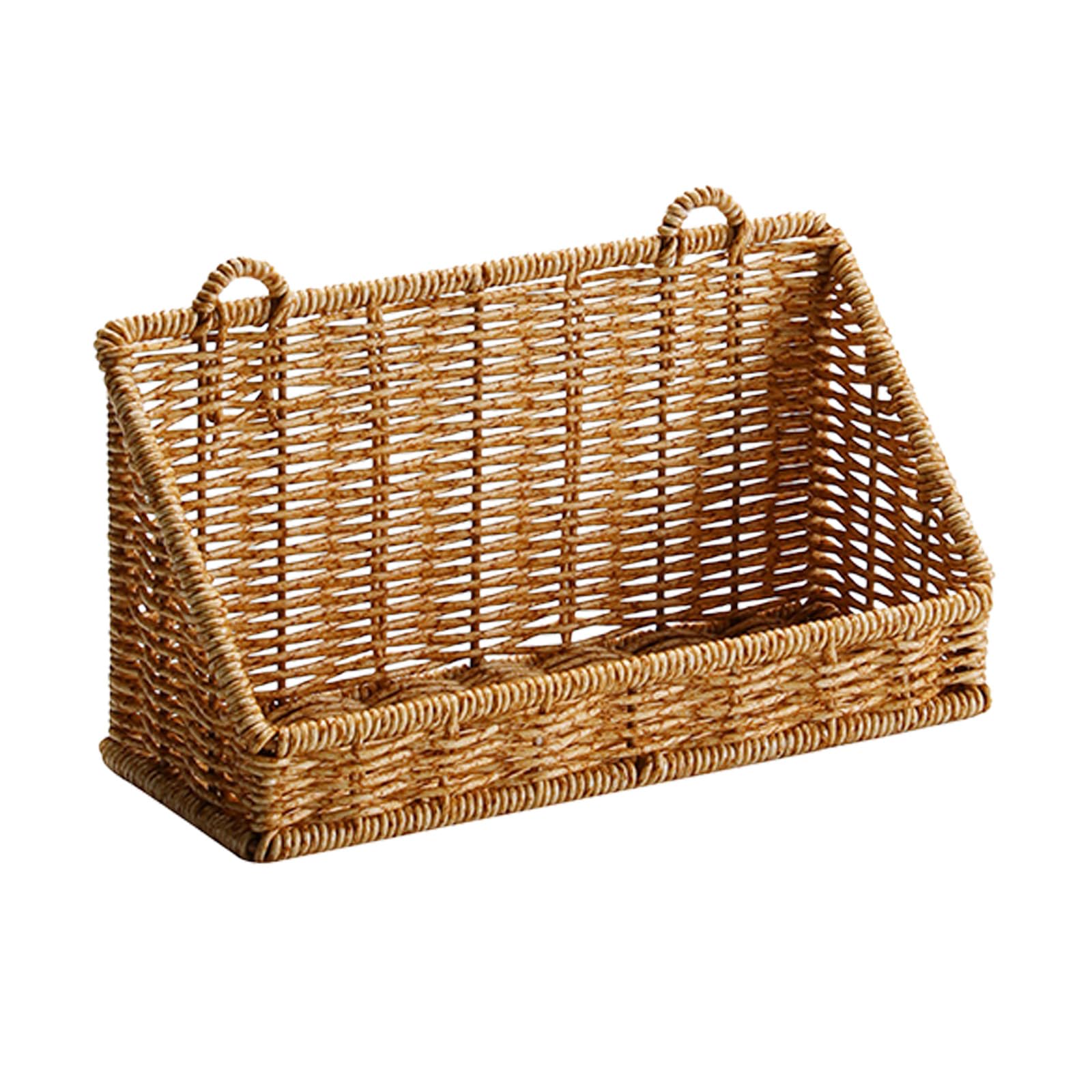 Xjdzineq Multipurpose Wall Mounted Basket Sturdy Rattan Holder Multipurpose Hanging Shelf for Home Organization Bathroom Wall Basket