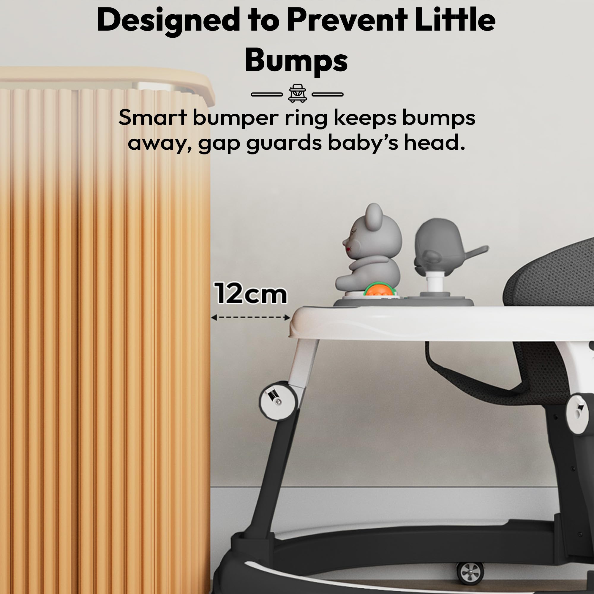 StarAndDaisy 360 Baby Walker 6-24 Months / 7 Level Height Adjustment Walker for Kids Boy and Girl with Switchable Food & Musical Toy Tray/Premium Baby Activity Walker - Black 2