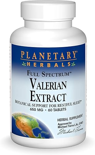 Planetary Herbals Valerian Extract Full Spectrum 650mg, Botanical Support For Restful Sleep