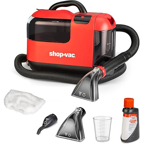 Shop-Vac Portable Carpet Cleaner Machine, Upholstery Cleaner with Steam & Heating System, 3 Modes Deep Stain Removal with Self-Cleaning Tool, for Car, Furniture, Stairs and Fabric Cleaning, 5430225