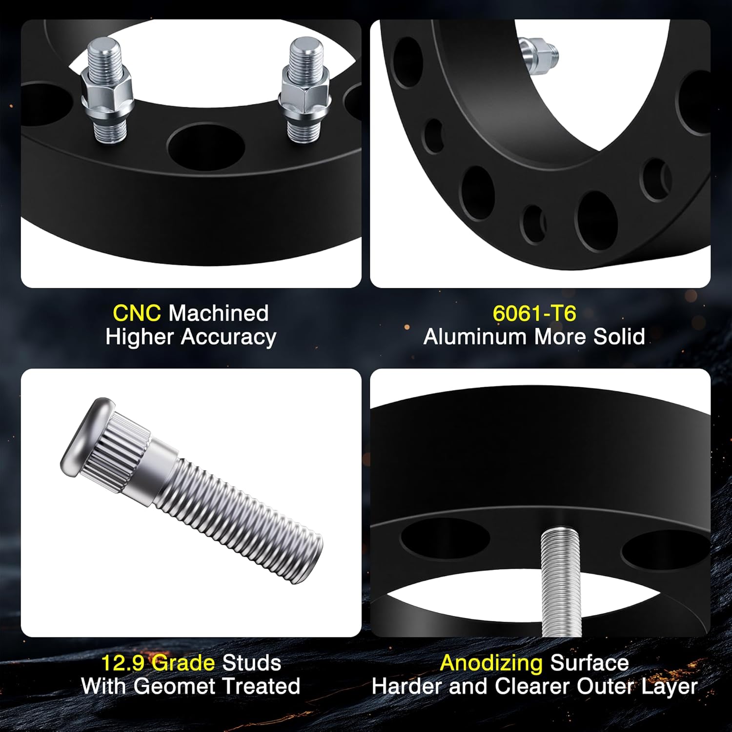 2" 8x210 Hubcentric Wheel Spacers - 154.2mm Hub Bore & M14x1.5 Studs - Forged Spacers for 2011-2024 Chevy Silverado 3500 HD & GMC Sierra 3500 HD Dually Front Wheels (Pair of 2)