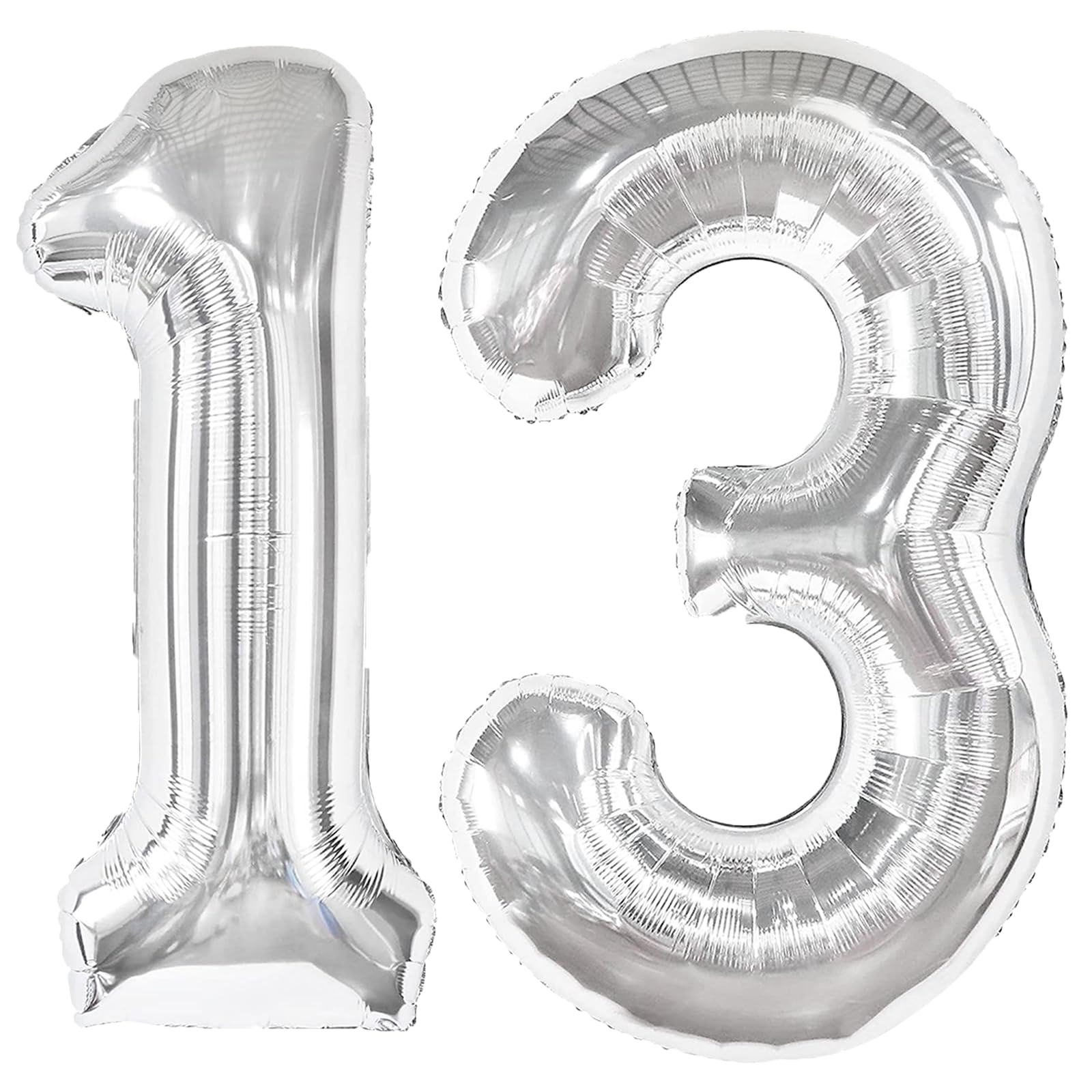 40 Inch Silver Number 13 Digital Balloon,Jumbo Mylar Foil Helium Balloon for 13 Balloons for Birthday Party,Wedding Anniversary Party Decorations