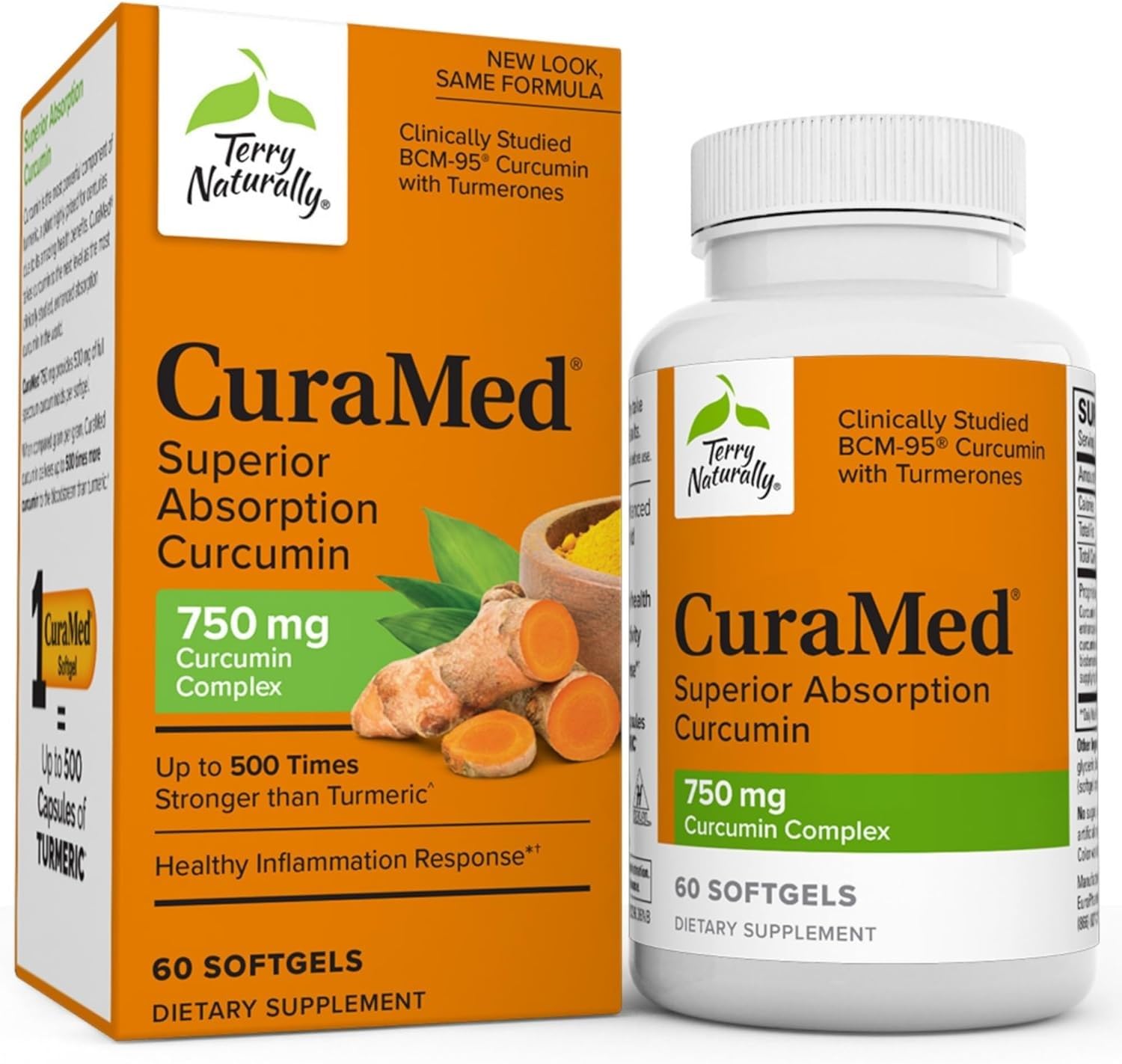 Terry Naturally CuraMed 750 mg - 60 Softgels - Superior Absorption BCM-95 Curcumin Supplement, Promotes Healthy Inflammation Response - Non-GMO, Gluten-Free, Halal - 60 Servings