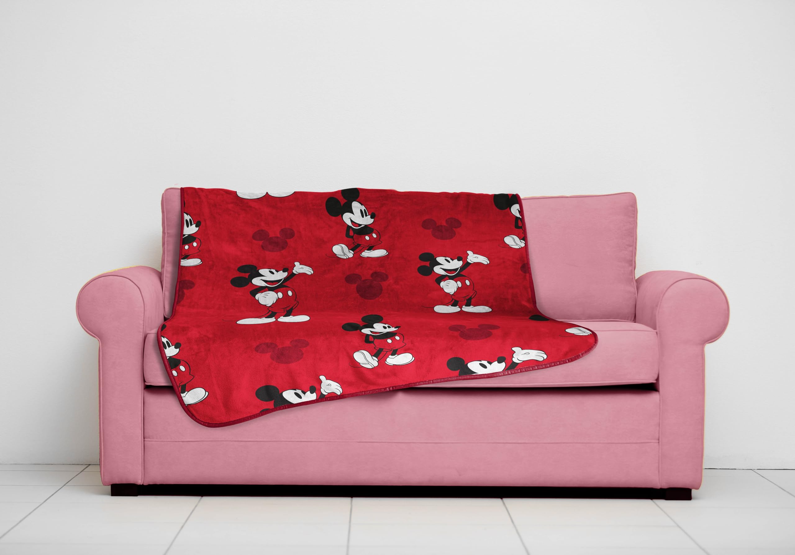 Disney Mickey Mouse Couverture en polaire super douce pour enfant Rouge 127 x 152,4 cm