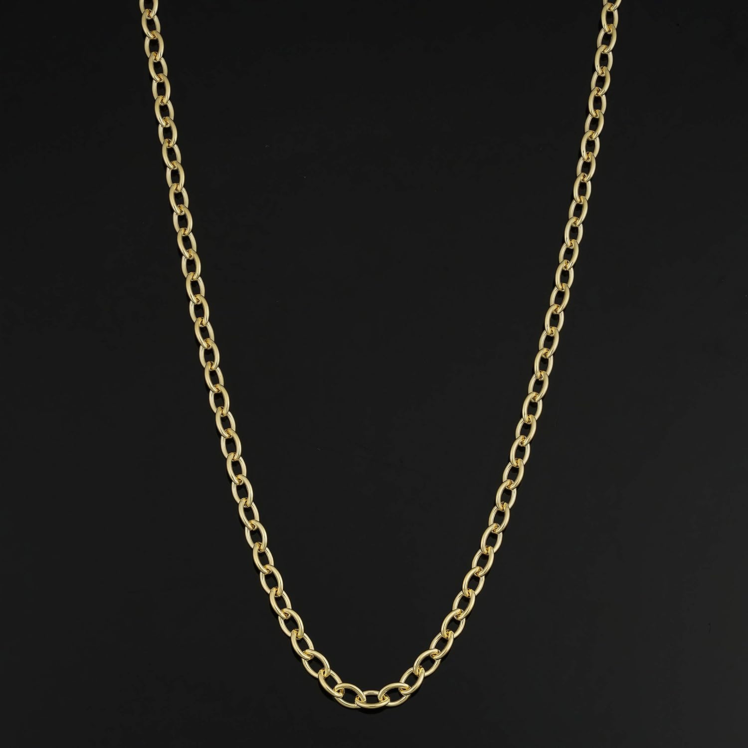 Solid 14k Yellow Gold Filled 3.3 mm Oval Cable Link Chain Necklace for Men and Women - Image 2
