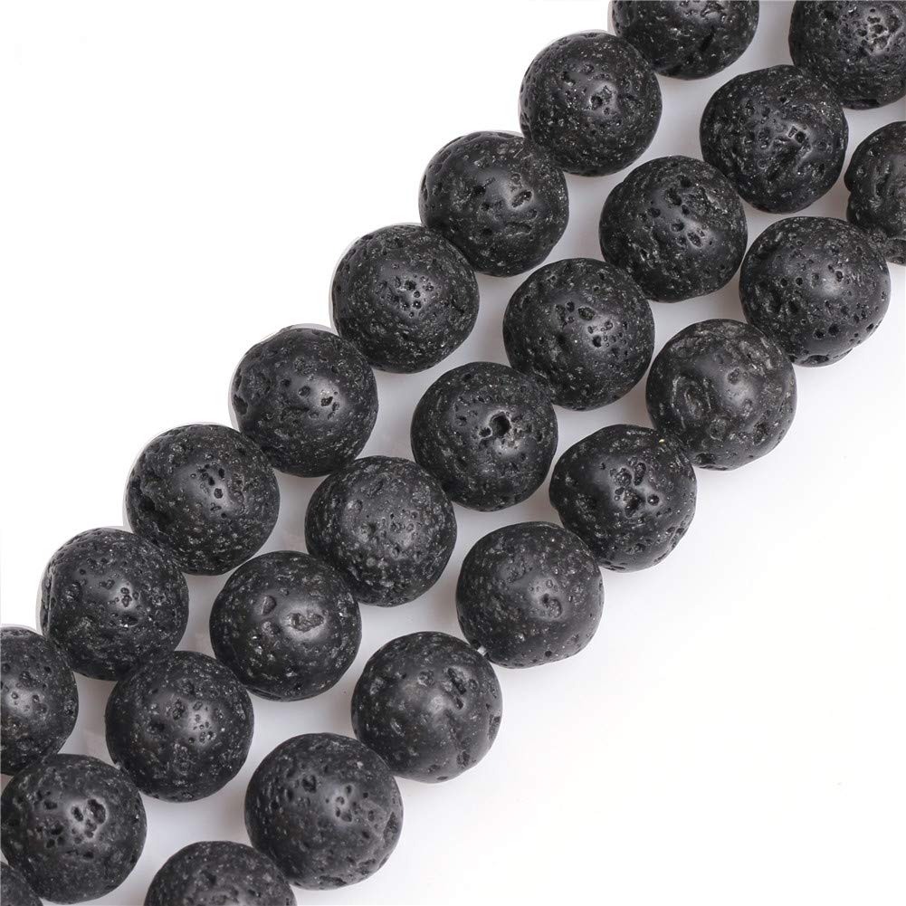 Gem-Inside Create Your Own Fashion Black Lava Rock Gem-Inside Natural 14Mm Round Gemstone Semi Precious Loose Beads For Jewellery Making 15''