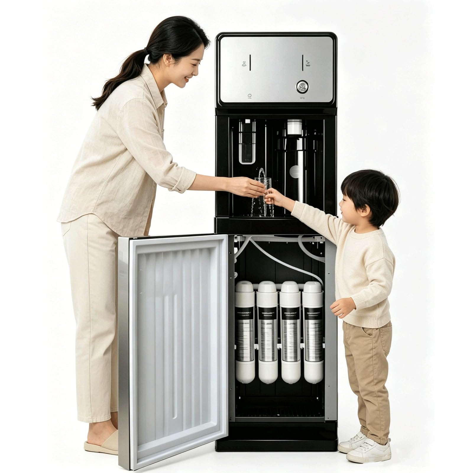 JBKNAN Bottleless 3 In 1Mains Fed Unit Water Dispenser With 4-Stage Filtration,Hot & Cold Water Cooler For Daycare,Preschool & Home,Commercial Grade Water Cooler,Easy Filter Replacement