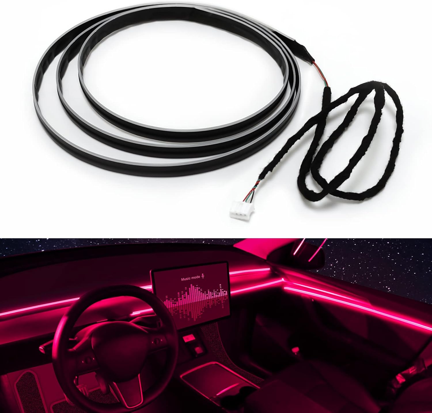 RGB Acrylic Interior Car LED Strip Light 43inch, which fit