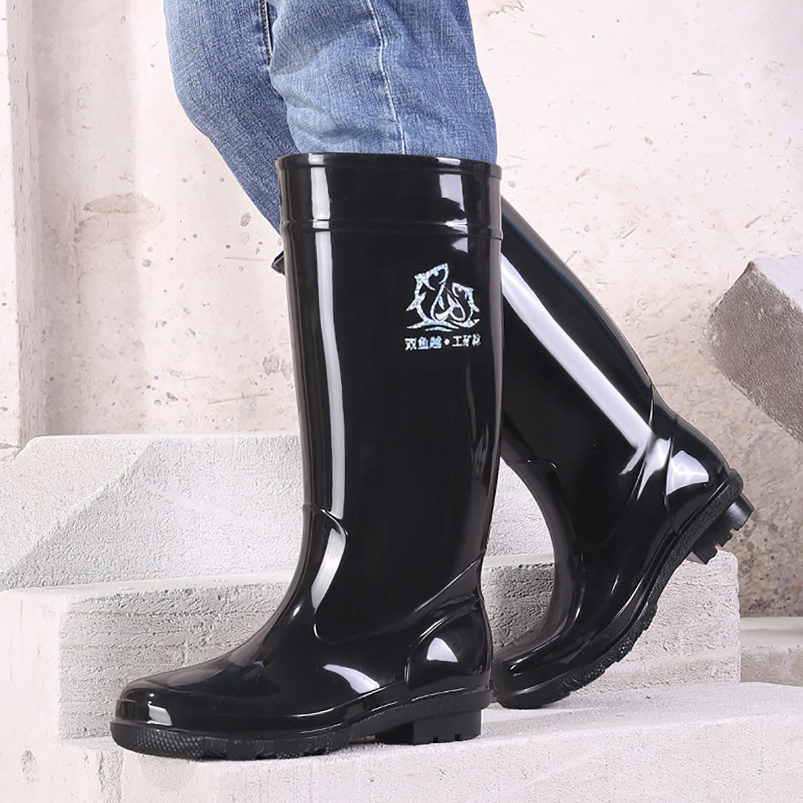 Botas de agua para hombre, botas de lluvia antideslizantes, botas de jardín Wellington, botas de goma para exteriores, botas largas, botas de goma impermeables, botas de lluvia largas, botas de lluvia