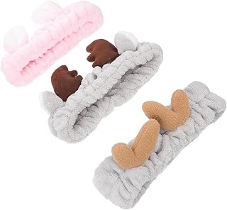 3 diademas elásticas de maquillaje con orejas...