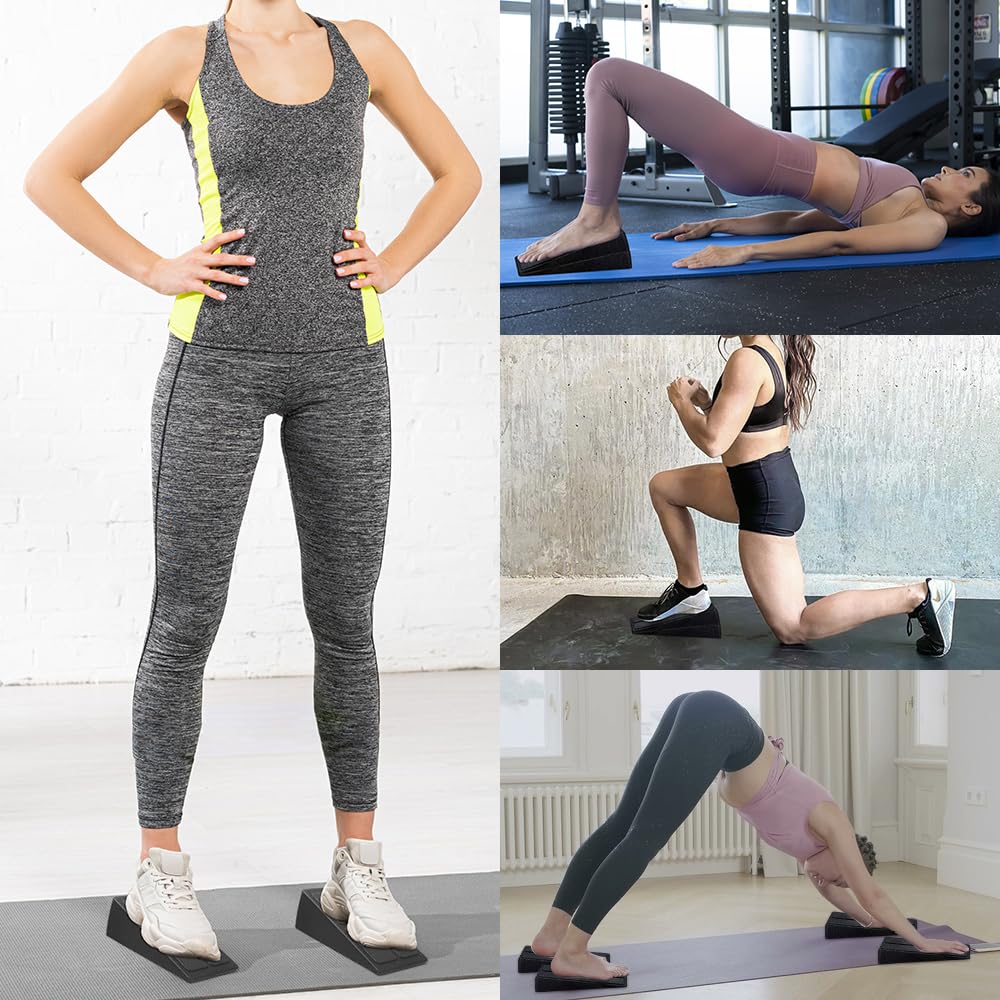 mizikuu Estensori per Polpacci, Set di 3 Slant Board Stretching Polpacci Regolabile barella per Polpaccio Stretch Board Squat Ramp per Piedi Muscoli Posteriori della Coscia Achille Gamba Esercizi