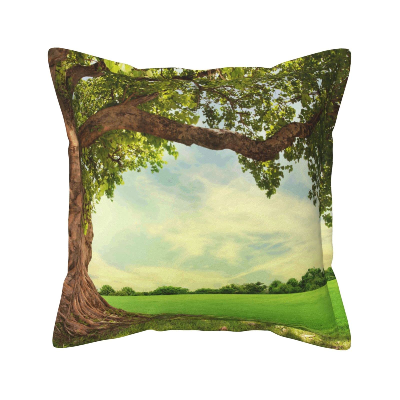 Housse de coussin similicuir haut de gamme imprimé branches pour une décoration raffinée