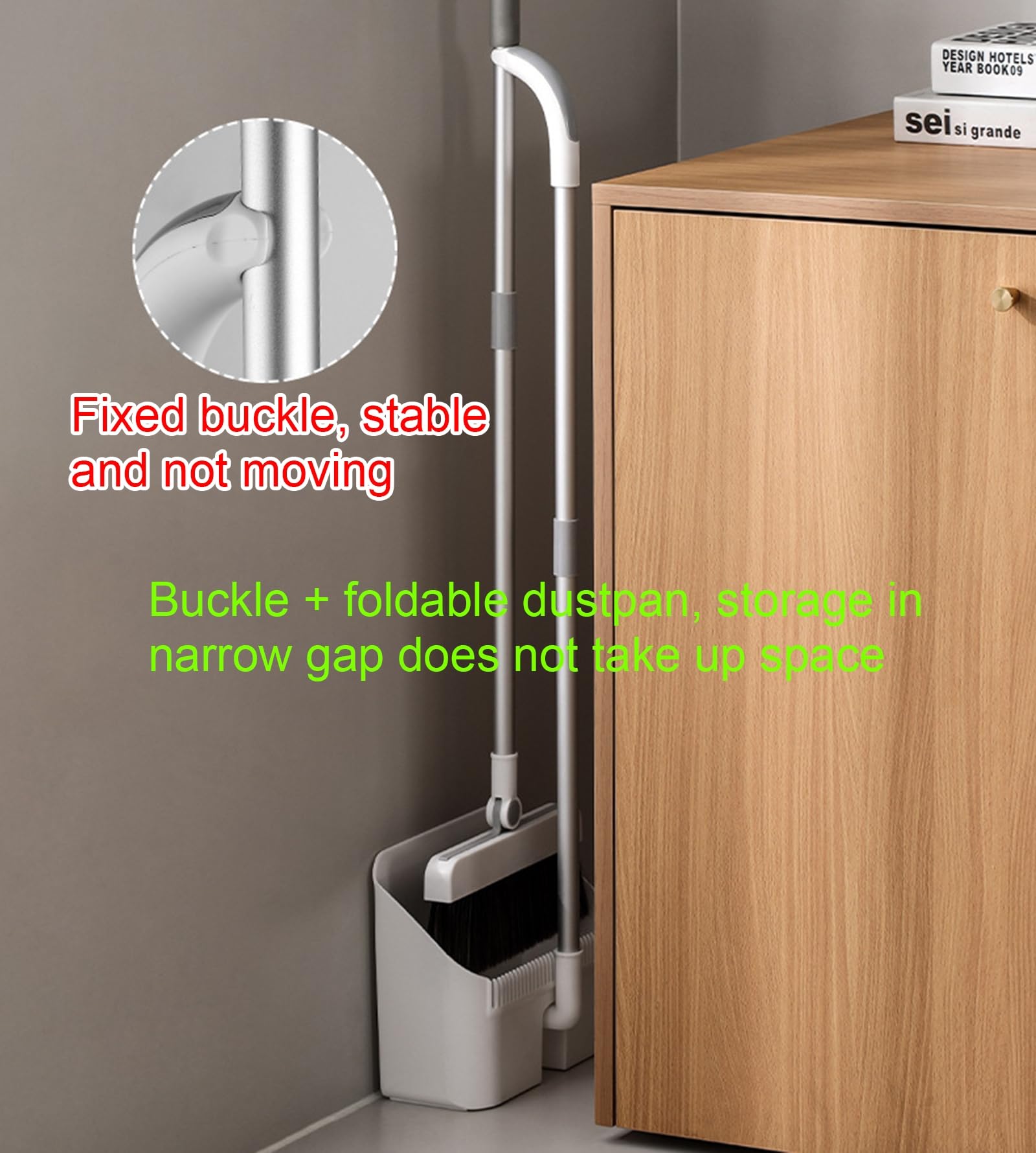 Juego de Escoba y recogedor Plegables: Kit de Barrido Todo en uno para el hogar, Limpiador multisuperficie, diseño Compacto